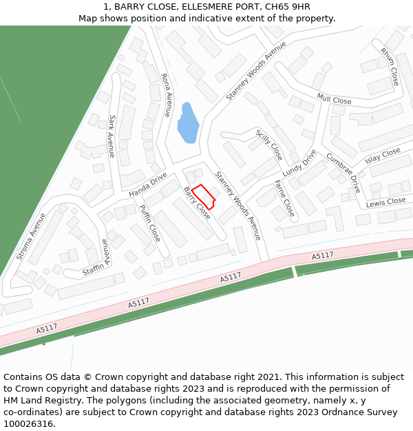 1, BARRY CLOSE, ELLESMERE PORT, CH65 9HR: Location map and indicative extent of plot