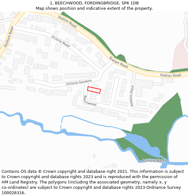 1, BEECHWOOD, FORDINGBRIDGE, SP6 1DB: Location map and indicative extent of plot