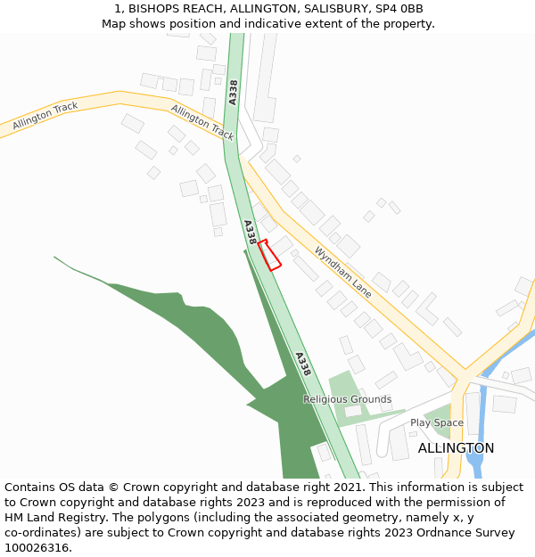 1, BISHOPS REACH, ALLINGTON, SALISBURY, SP4 0BB: Location map and indicative extent of plot