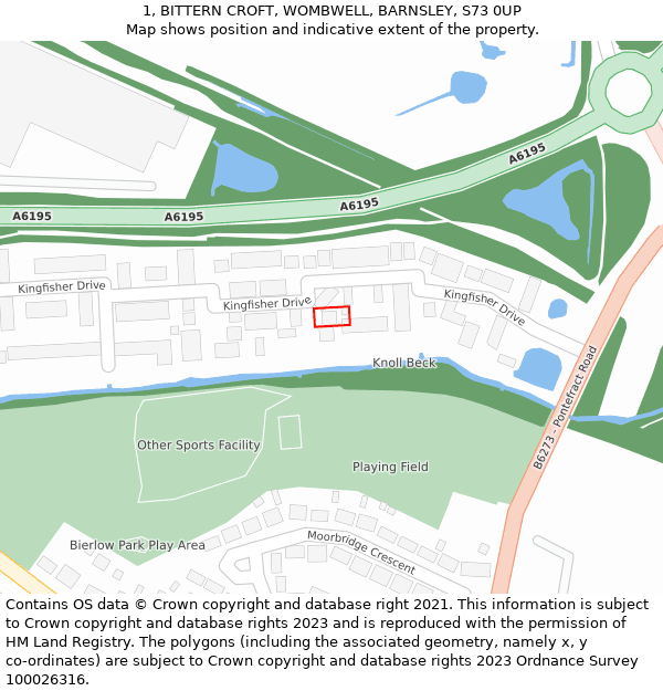 1, BITTERN CROFT, WOMBWELL, BARNSLEY, S73 0UP: Location map and indicative extent of plot