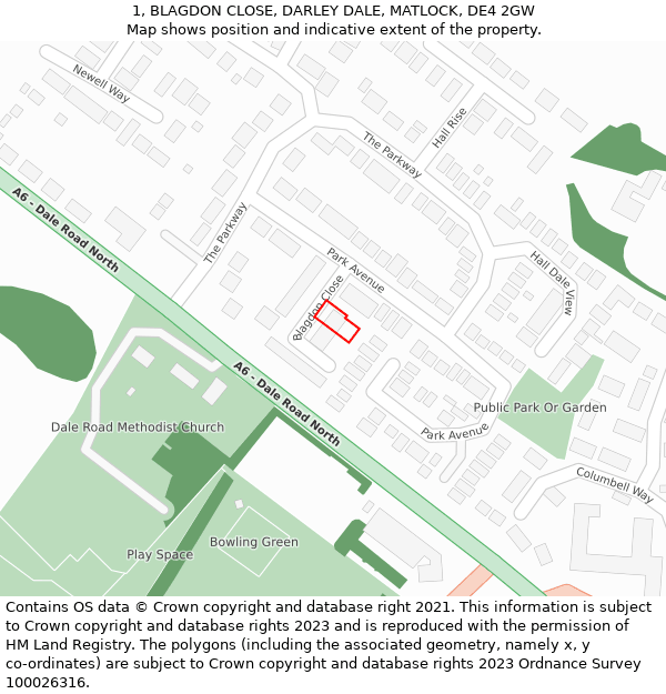 1, BLAGDON CLOSE, DARLEY DALE, MATLOCK, DE4 2GW: Location map and indicative extent of plot