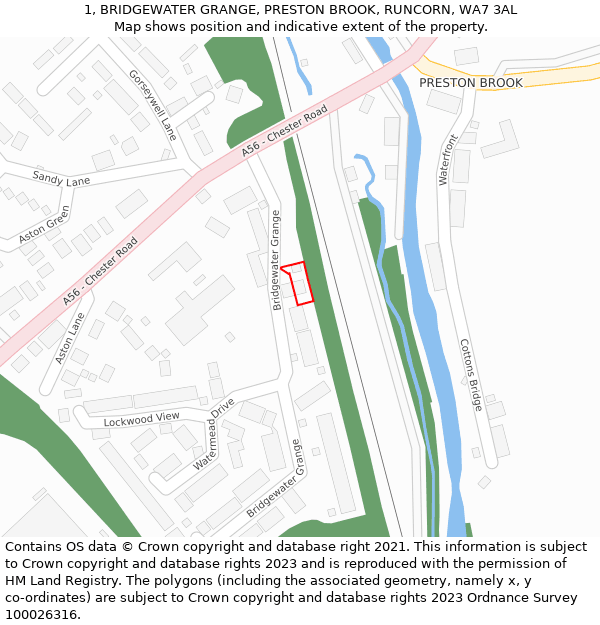 1, BRIDGEWATER GRANGE, PRESTON BROOK, RUNCORN, WA7 3AL: Location map and indicative extent of plot