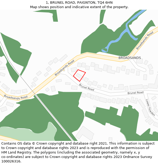 1, BRUNEL ROAD, PAIGNTON, TQ4 6HN: Location map and indicative extent of plot