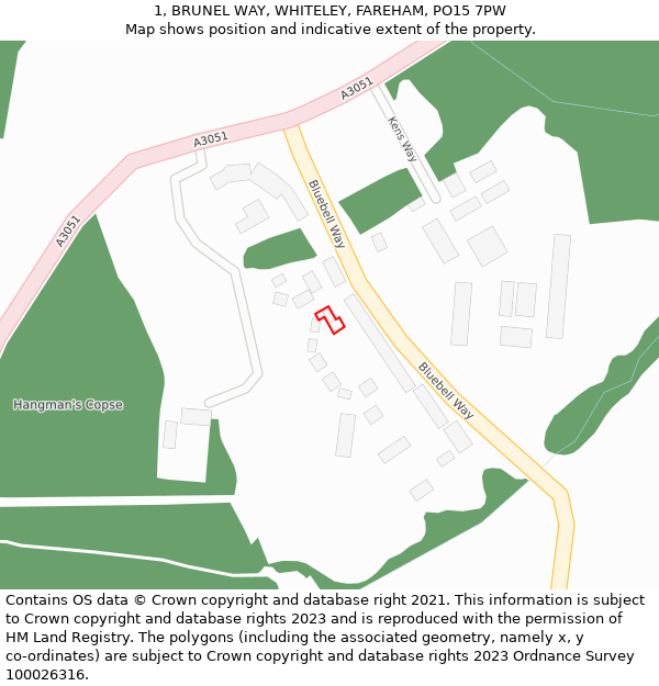 1, BRUNEL WAY, WHITELEY, FAREHAM, PO15 7PW: Location map and indicative extent of plot