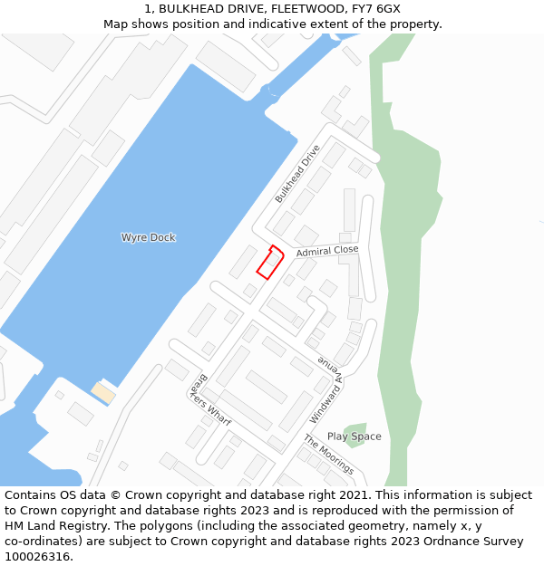 1, BULKHEAD DRIVE, FLEETWOOD, FY7 6GX: Location map and indicative extent of plot
