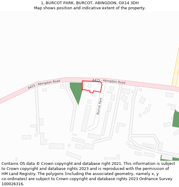 1, BURCOT PARK, BURCOT, ABINGDON, OX14 3DH: Location map and indicative extent of plot