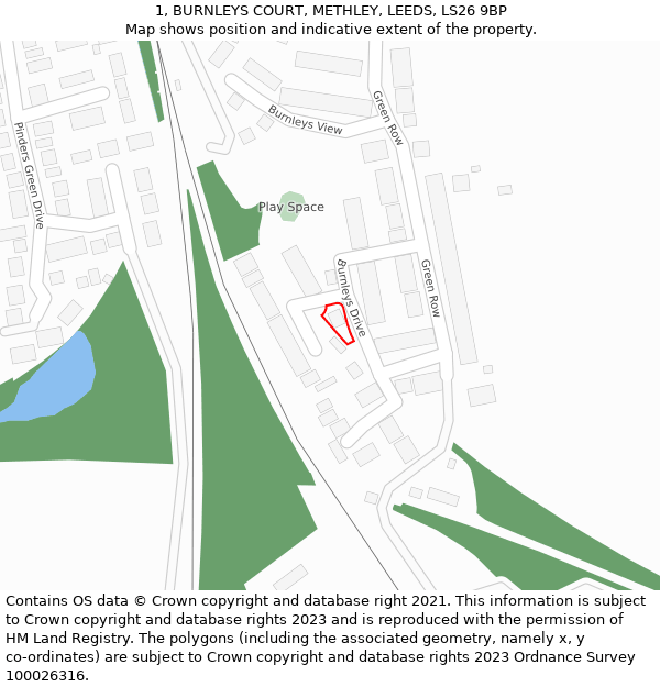 1, BURNLEYS COURT, METHLEY, LEEDS, LS26 9BP: Location map and indicative extent of plot