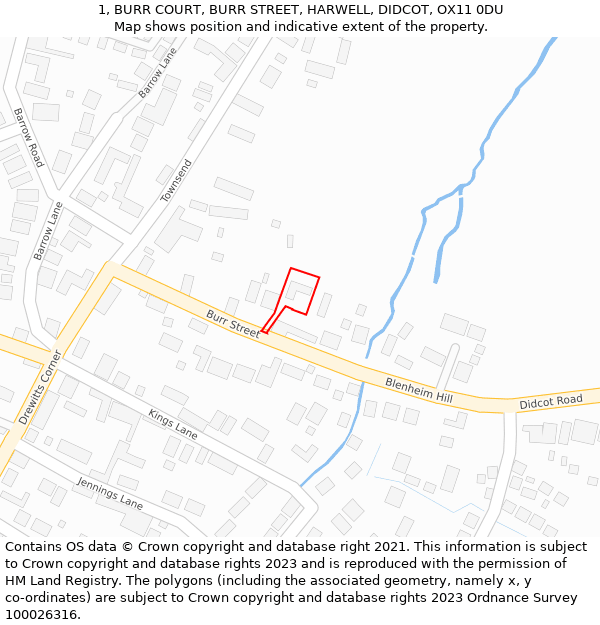 1, BURR COURT, BURR STREET, HARWELL, DIDCOT, OX11 0DU: Location map and indicative extent of plot