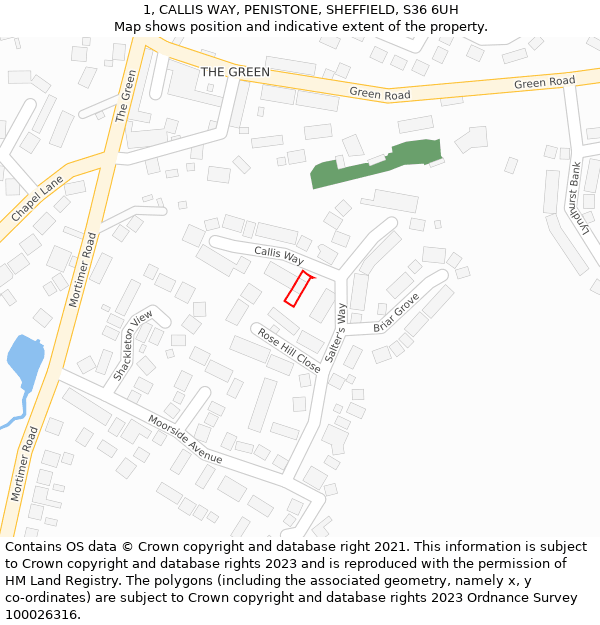 1, CALLIS WAY, PENISTONE, SHEFFIELD, S36 6UH: Location map and indicative extent of plot