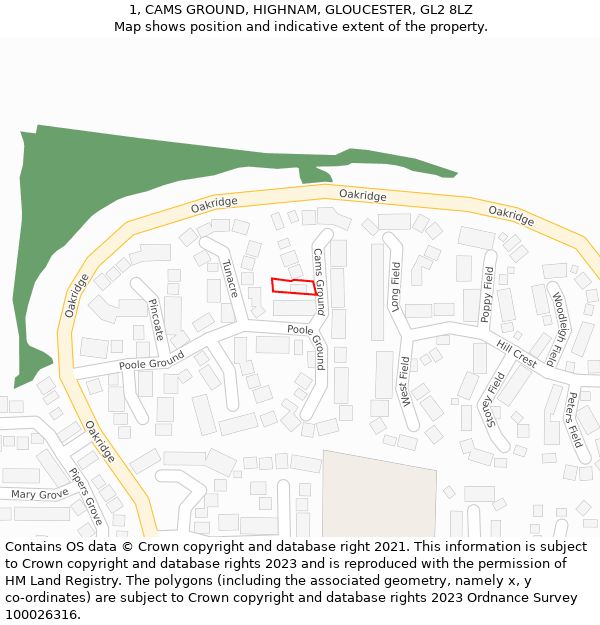 1, CAMS GROUND, HIGHNAM, GLOUCESTER, GL2 8LZ: Location map and indicative extent of plot