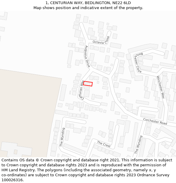 1, CENTURIAN WAY, BEDLINGTON, NE22 6LD: Location map and indicative extent of plot