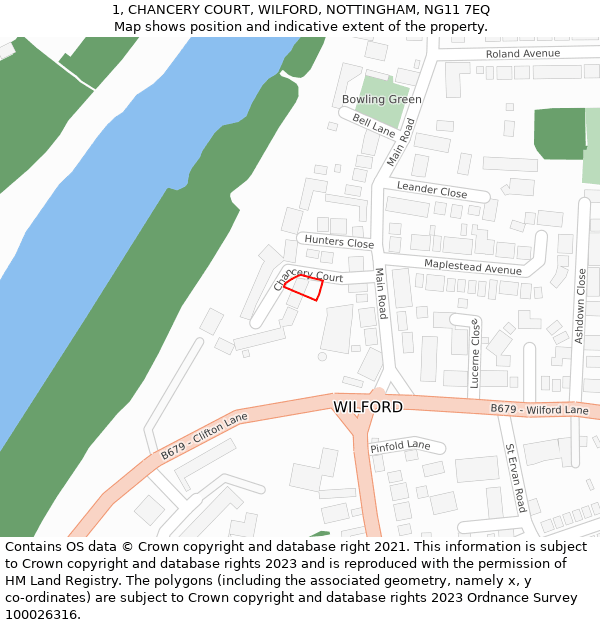 1, CHANCERY COURT, WILFORD, NOTTINGHAM, NG11 7EQ: Location map and indicative extent of plot