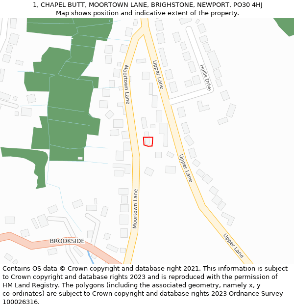 1, CHAPEL BUTT, MOORTOWN LANE, BRIGHSTONE, NEWPORT, PO30 4HJ: Location map and indicative extent of plot