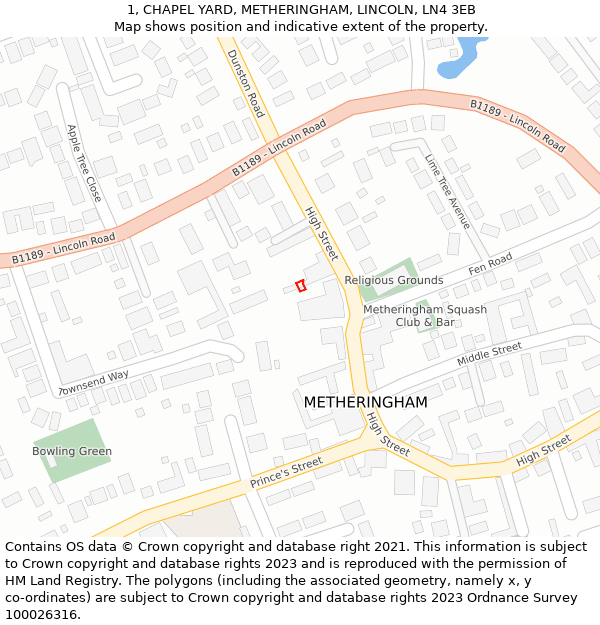 1, CHAPEL YARD, METHERINGHAM, LINCOLN, LN4 3EB: Location map and indicative extent of plot