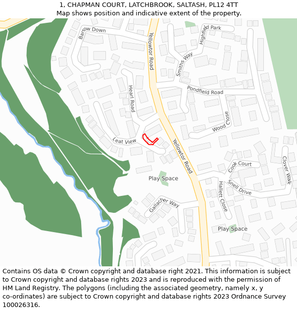 1, CHAPMAN COURT, LATCHBROOK, SALTASH, PL12 4TT: Location map and indicative extent of plot