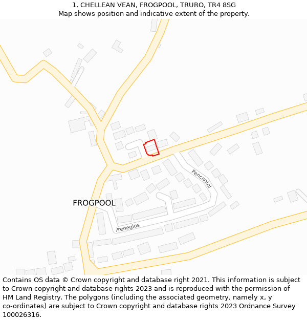 1, CHELLEAN VEAN, FROGPOOL, TRURO, TR4 8SG: Location map and indicative extent of plot