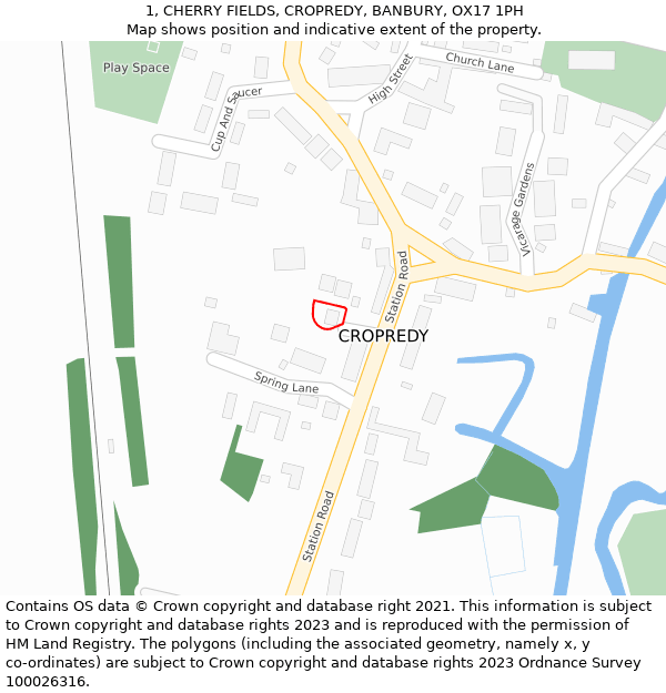 1, CHERRY FIELDS, CROPREDY, BANBURY, OX17 1PH: Location map and indicative extent of plot