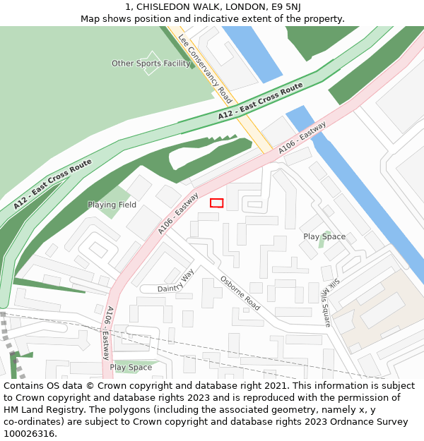 1, CHISLEDON WALK, LONDON, E9 5NJ: Location map and indicative extent of plot