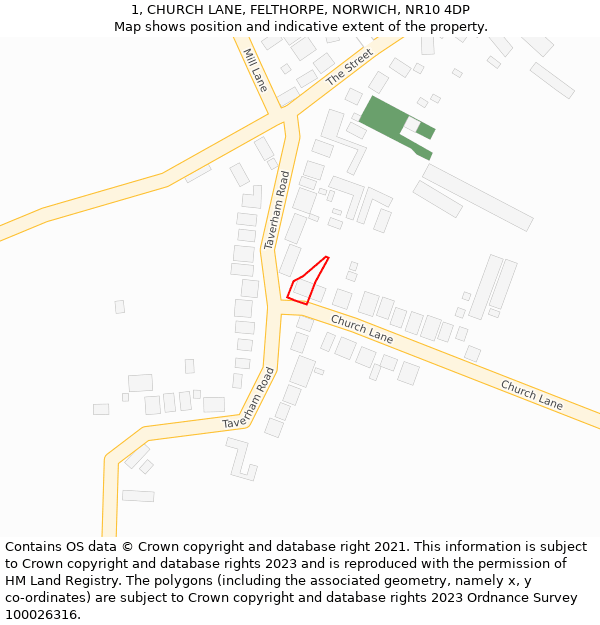 1, CHURCH LANE, FELTHORPE, NORWICH, NR10 4DP: Location map and indicative extent of plot