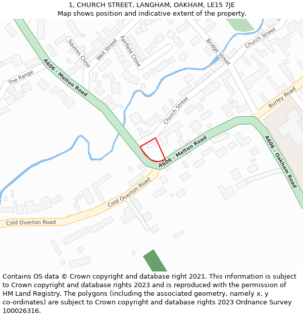 1, CHURCH STREET, LANGHAM, OAKHAM, LE15 7JE: Location map and indicative extent of plot