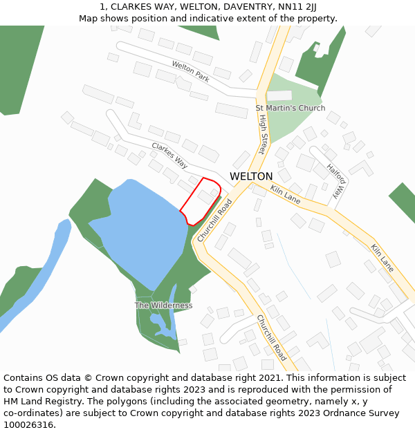 1, CLARKES WAY, WELTON, DAVENTRY, NN11 2JJ: Location map and indicative extent of plot