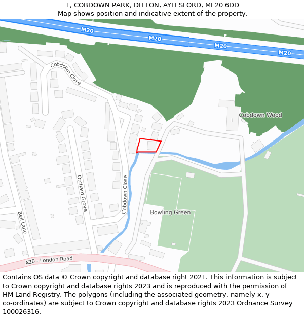 1, COBDOWN PARK, DITTON, AYLESFORD, ME20 6DD: Location map and indicative extent of plot