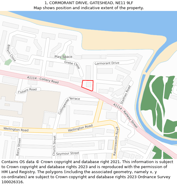 1, CORMORANT DRIVE, GATESHEAD, NE11 9LF: Location map and indicative extent of plot