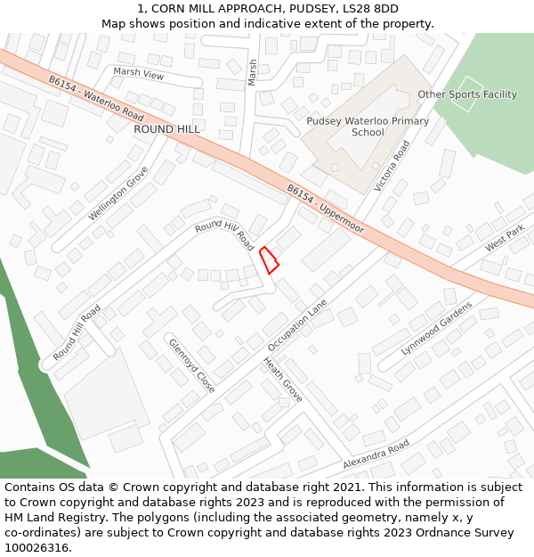 1, CORN MILL APPROACH, PUDSEY, LS28 8DD: Location map and indicative extent of plot