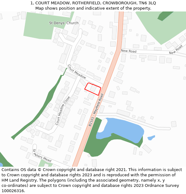 1, COURT MEADOW, ROTHERFIELD, CROWBOROUGH, TN6 3LQ: Location map and indicative extent of plot