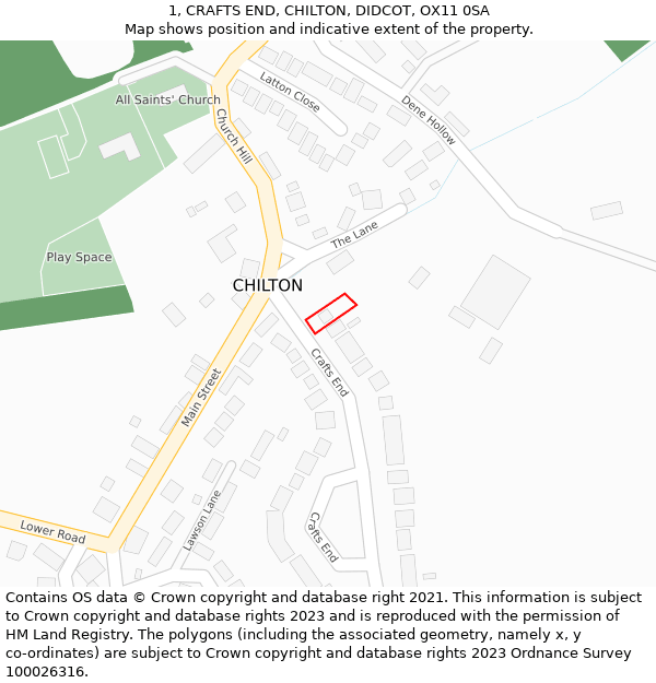 1, CRAFTS END, CHILTON, DIDCOT, OX11 0SA: Location map and indicative extent of plot