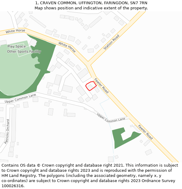 1, CRAVEN COMMON, UFFINGTON, FARINGDON, SN7 7RN: Location map and indicative extent of plot