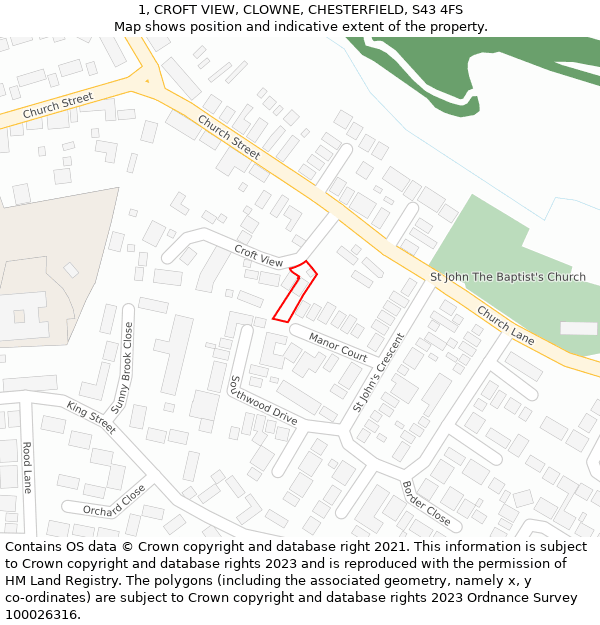 1, CROFT VIEW, CLOWNE, CHESTERFIELD, S43 4FS: Location map and indicative extent of plot