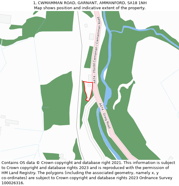 1, CWMAMMAN ROAD, GARNANT, AMMANFORD, SA18 1NH: Location map and indicative extent of plot