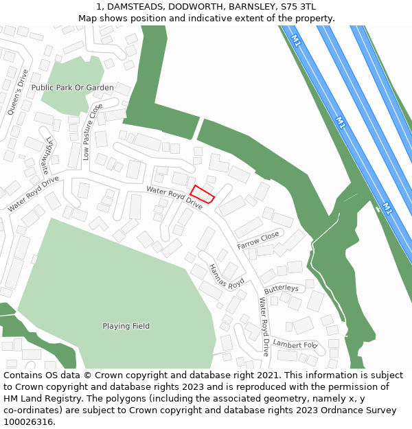 1, DAMSTEADS, DODWORTH, BARNSLEY, S75 3TL: Location map and indicative extent of plot