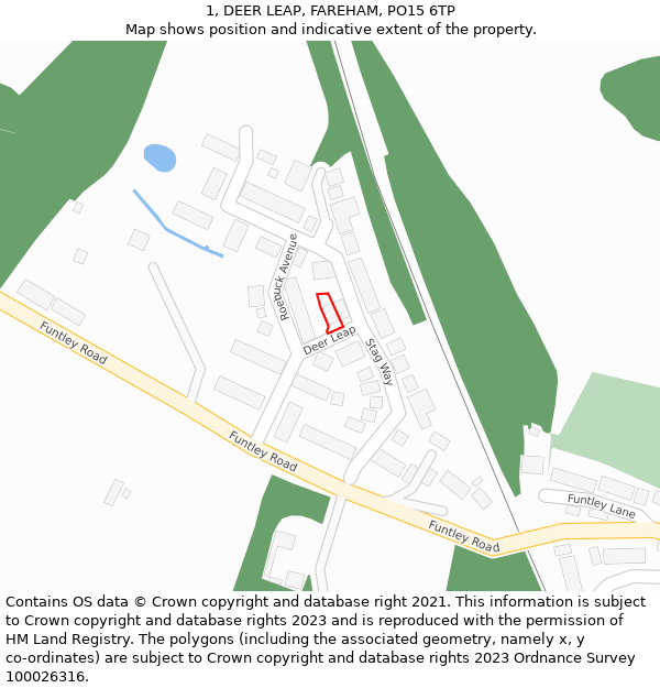 1, DEER LEAP, FAREHAM, PO15 6TP: Location map and indicative extent of plot