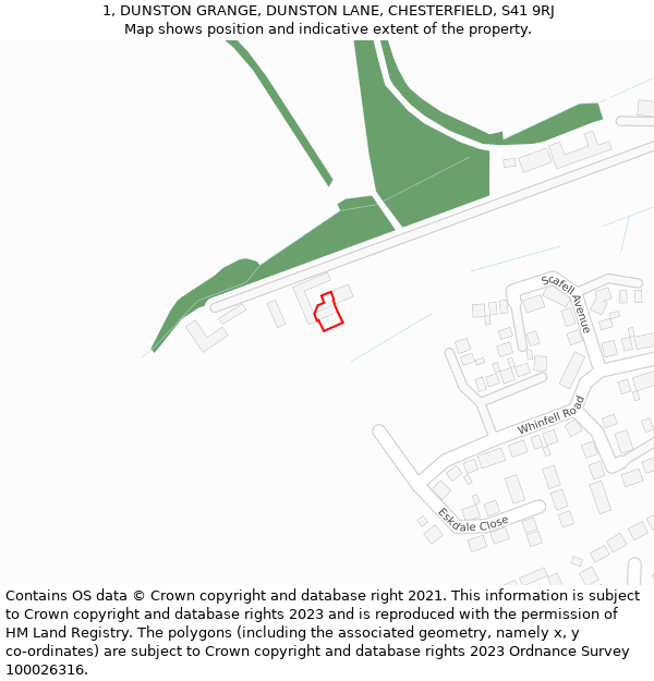 1, DUNSTON GRANGE, DUNSTON LANE, CHESTERFIELD, S41 9RJ: Location map and indicative extent of plot