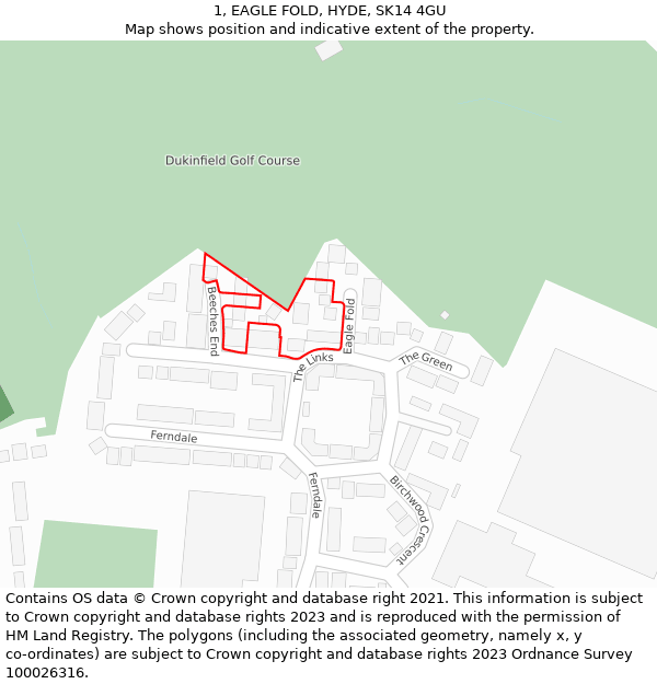 1, EAGLE FOLD, HYDE, SK14 4GU: Location map and indicative extent of plot