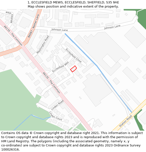 1, ECCLESFIELD MEWS, ECCLESFIELD, SHEFFIELD, S35 9AE: Location map and indicative extent of plot