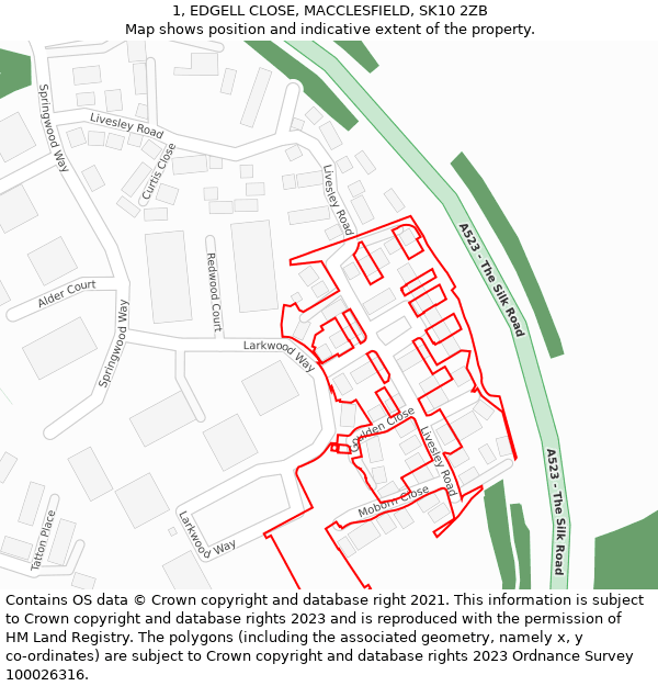 1, EDGELL CLOSE, MACCLESFIELD, SK10 2ZB: Location map and indicative extent of plot