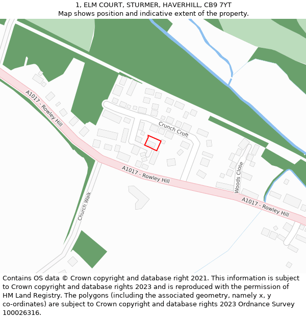 1, ELM COURT, STURMER, HAVERHILL, CB9 7YT: Location map and indicative extent of plot