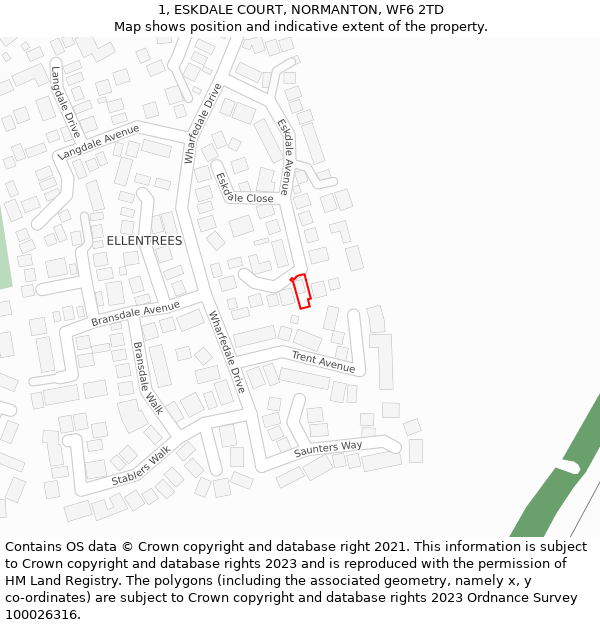 1, ESKDALE COURT, NORMANTON, WF6 2TD: Location map and indicative extent of plot