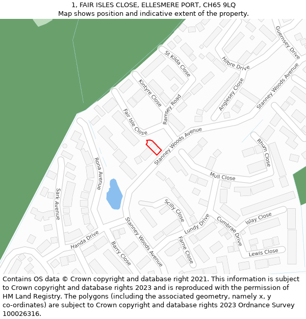 1, FAIR ISLES CLOSE, ELLESMERE PORT, CH65 9LQ: Location map and indicative extent of plot