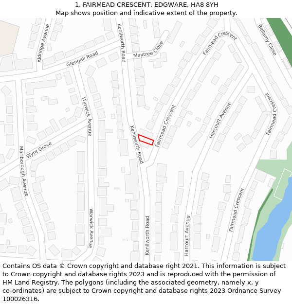 1, FAIRMEAD CRESCENT, EDGWARE, HA8 8YH: Location map and indicative extent of plot