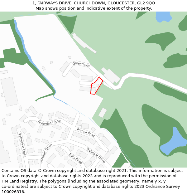 1, FAIRWAYS DRIVE, CHURCHDOWN, GLOUCESTER, GL2 9QQ: Location map and indicative extent of plot