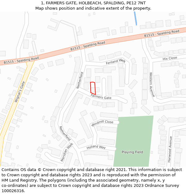 1, FARMERS GATE, HOLBEACH, SPALDING, PE12 7NT: Location map and indicative extent of plot