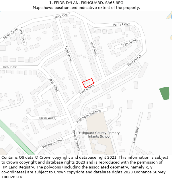 1, FEIDR DYLAN, FISHGUARD, SA65 9EG: Location map and indicative extent of plot