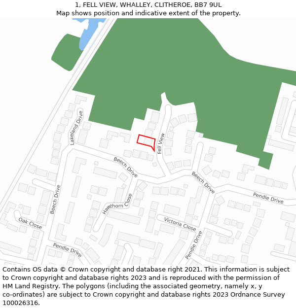 1, FELL VIEW, WHALLEY, CLITHEROE, BB7 9UL: Location map and indicative extent of plot