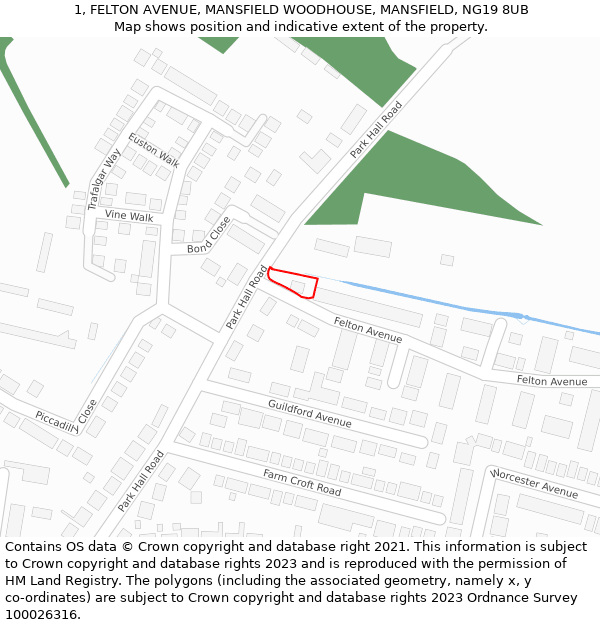 1, FELTON AVENUE, MANSFIELD WOODHOUSE, MANSFIELD, NG19 8UB: Location map and indicative extent of plot