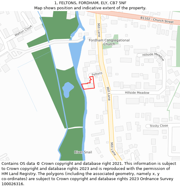 1, FELTONS, FORDHAM, ELY, CB7 5NF: Location map and indicative extent of plot