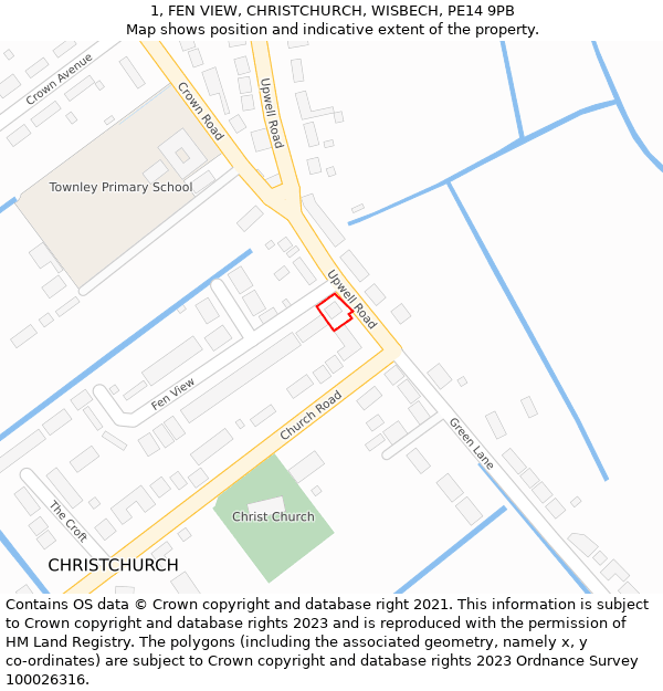 1, FEN VIEW, CHRISTCHURCH, WISBECH, PE14 9PB: Location map and indicative extent of plot